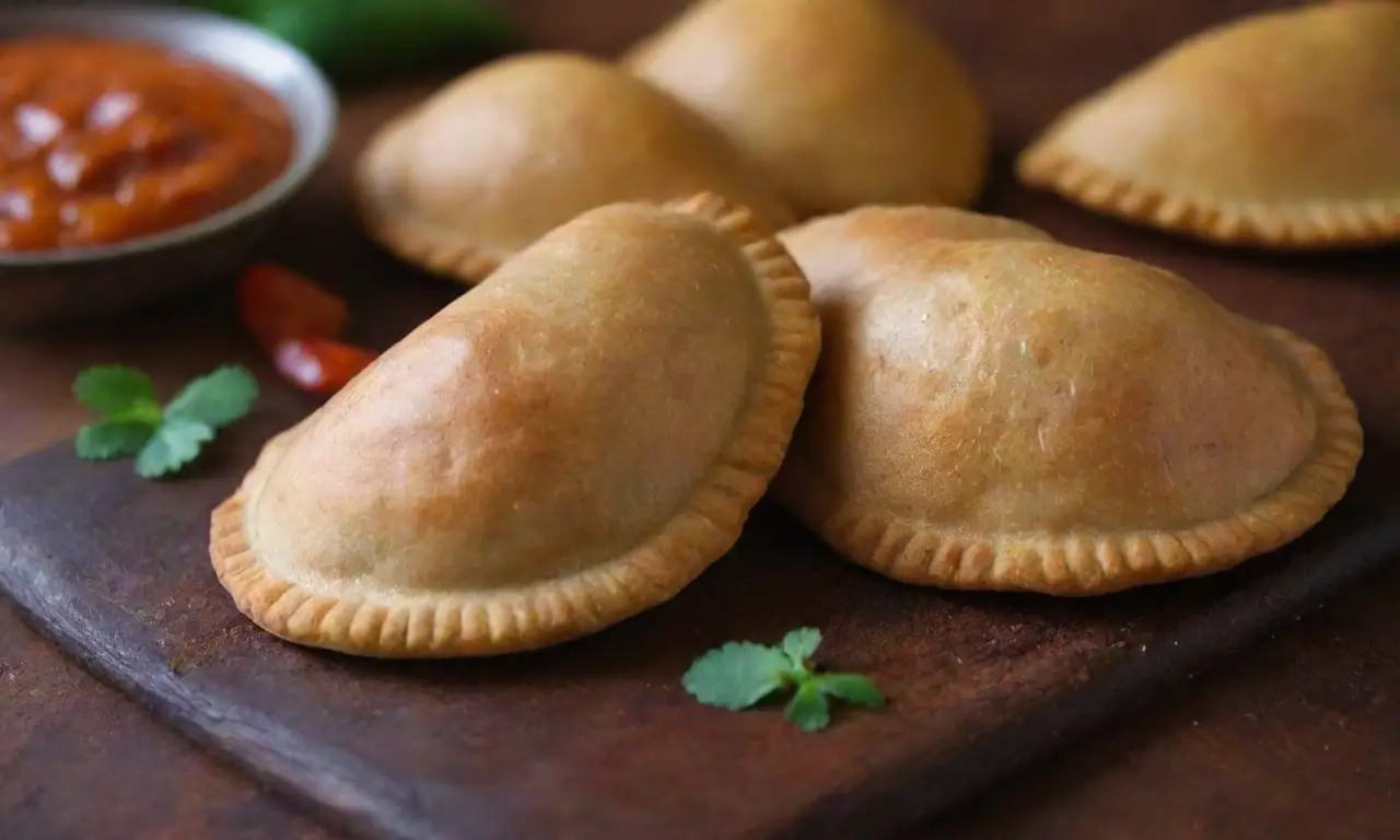 Empanadas coloridas con especias sudafricanas y vibrantes patrones