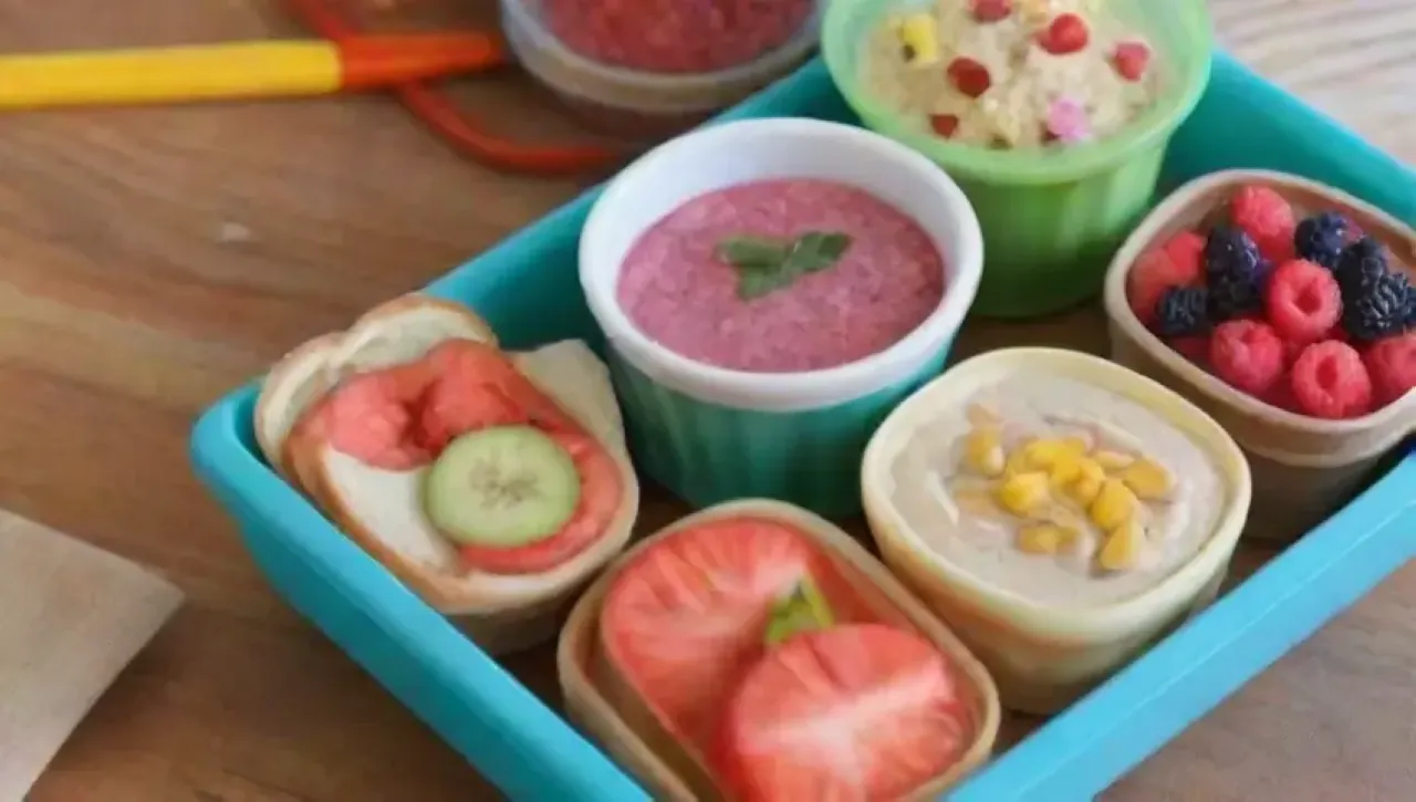 Una variedad de alimentos coloridos y saludables en un ambiente alegre
