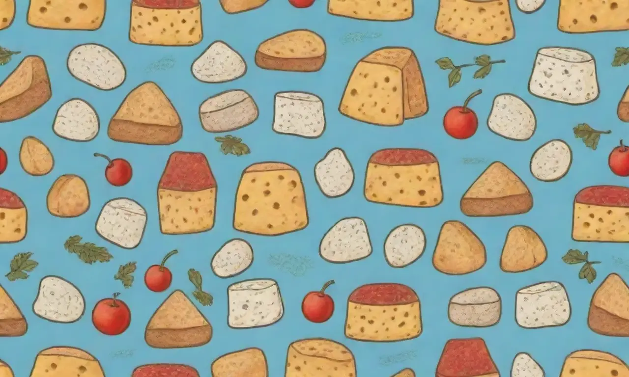 Quesos escandinavos artesanales con colores vibrantes y encanto rústico