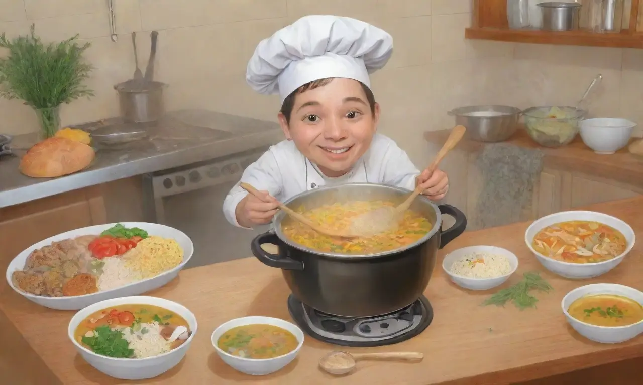 Cocina hermosa con aromas, ingredientes frescos y un chef en acción