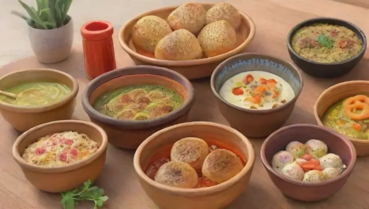 Una mesa llena de colores y aromas de deliciosos platillos y risas en un mercado vibrante