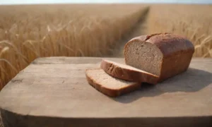 Pan de centeno tradicional en mesa de madera