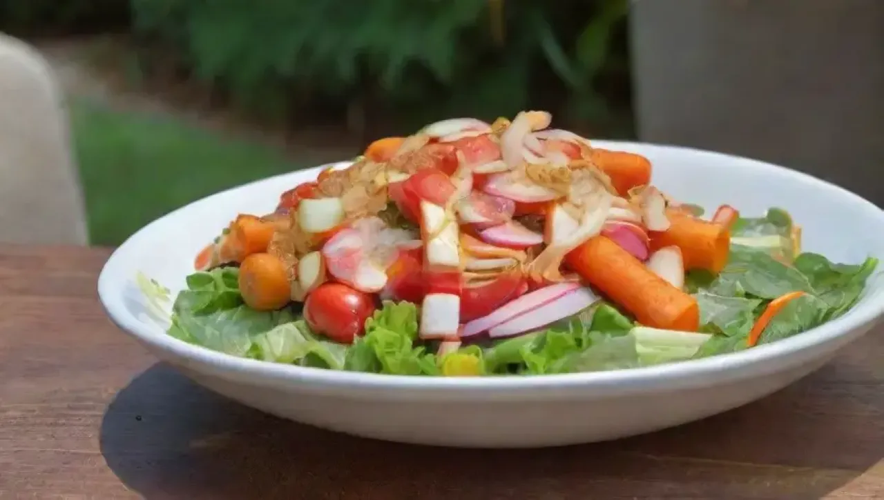 Una colorida y fresca ensalada llena de sabores y texturas