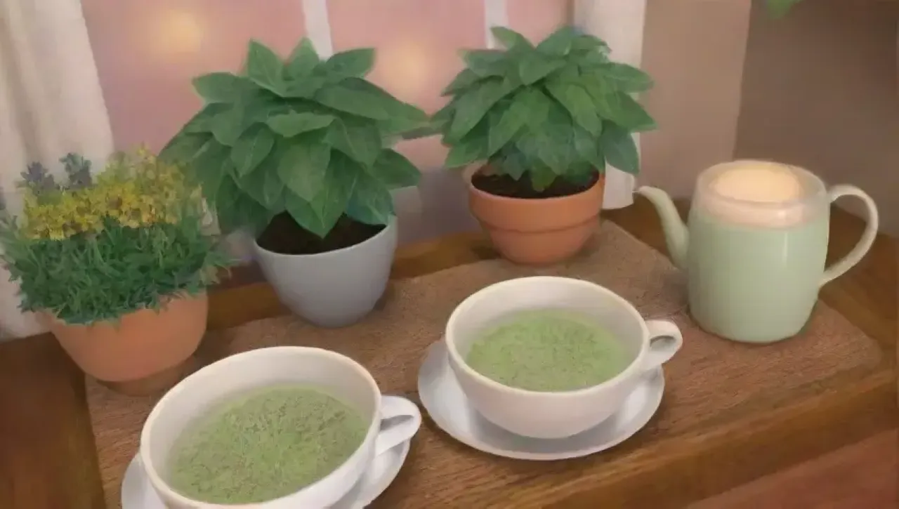 Un ambiente sereno y acogedor con colores suaves, té aromático y naturaleza