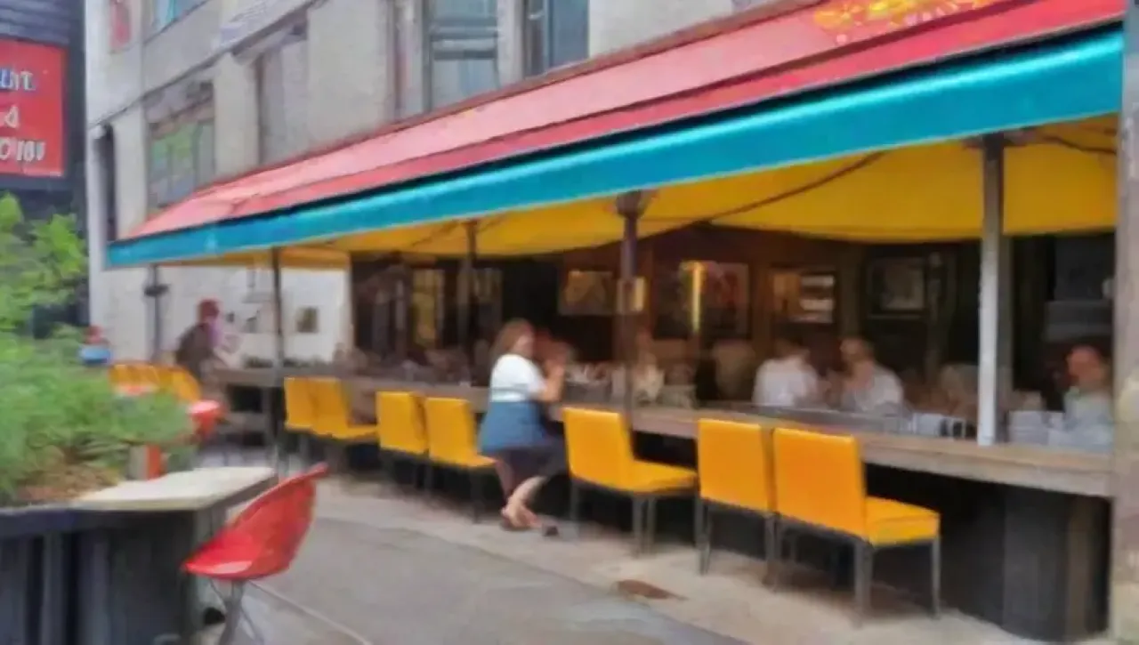 Un bullicioso ambiente urbano lleno de luces, comida gourmet y risas
