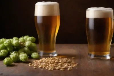 Fondo oscuro con cerveza dorada