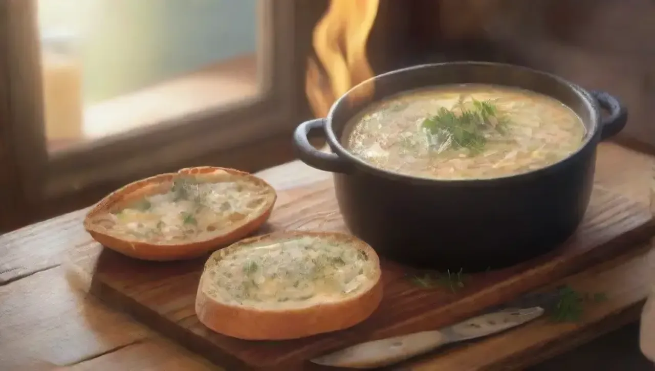Una cocina rústica y acogedora, llena de aromas y sabores, con ingredientes frescos y un ambiente cálido