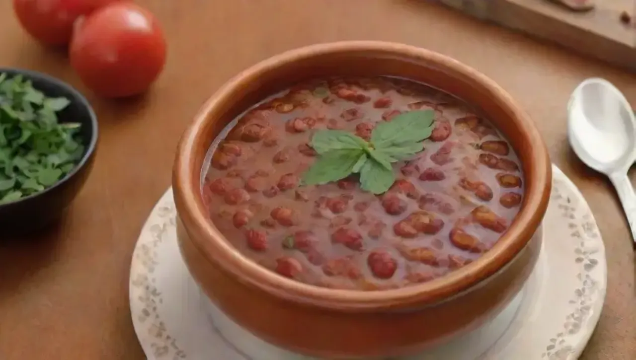 Un plato rústico de lentejas con chorizo, decorado con perejil y especias, evoca la calidez de la cocina tradicional