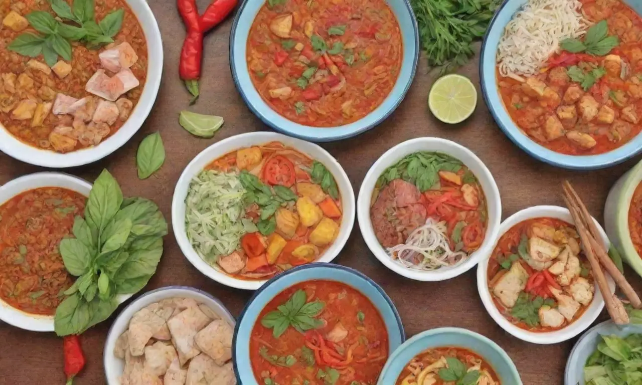 Comida vietnamita colorida