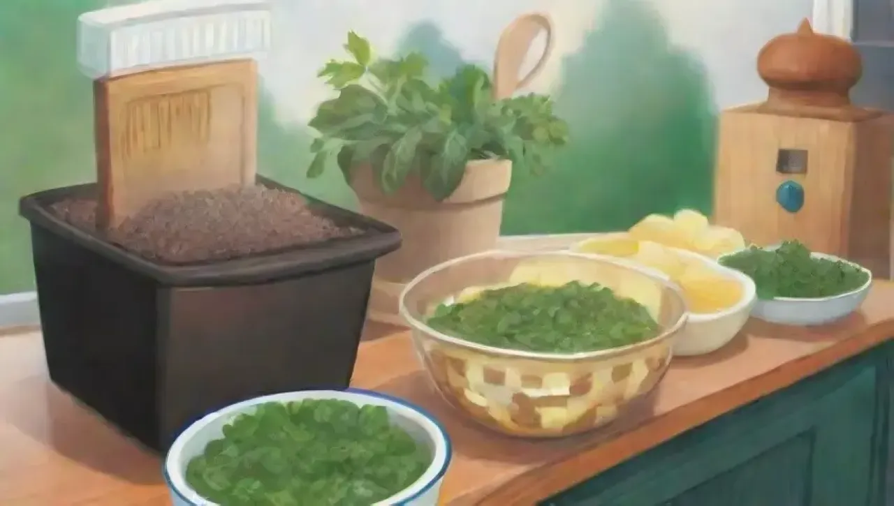 Una cocina vibrante y acogedora llena de ingredientes frescos y aromas deliciosos
