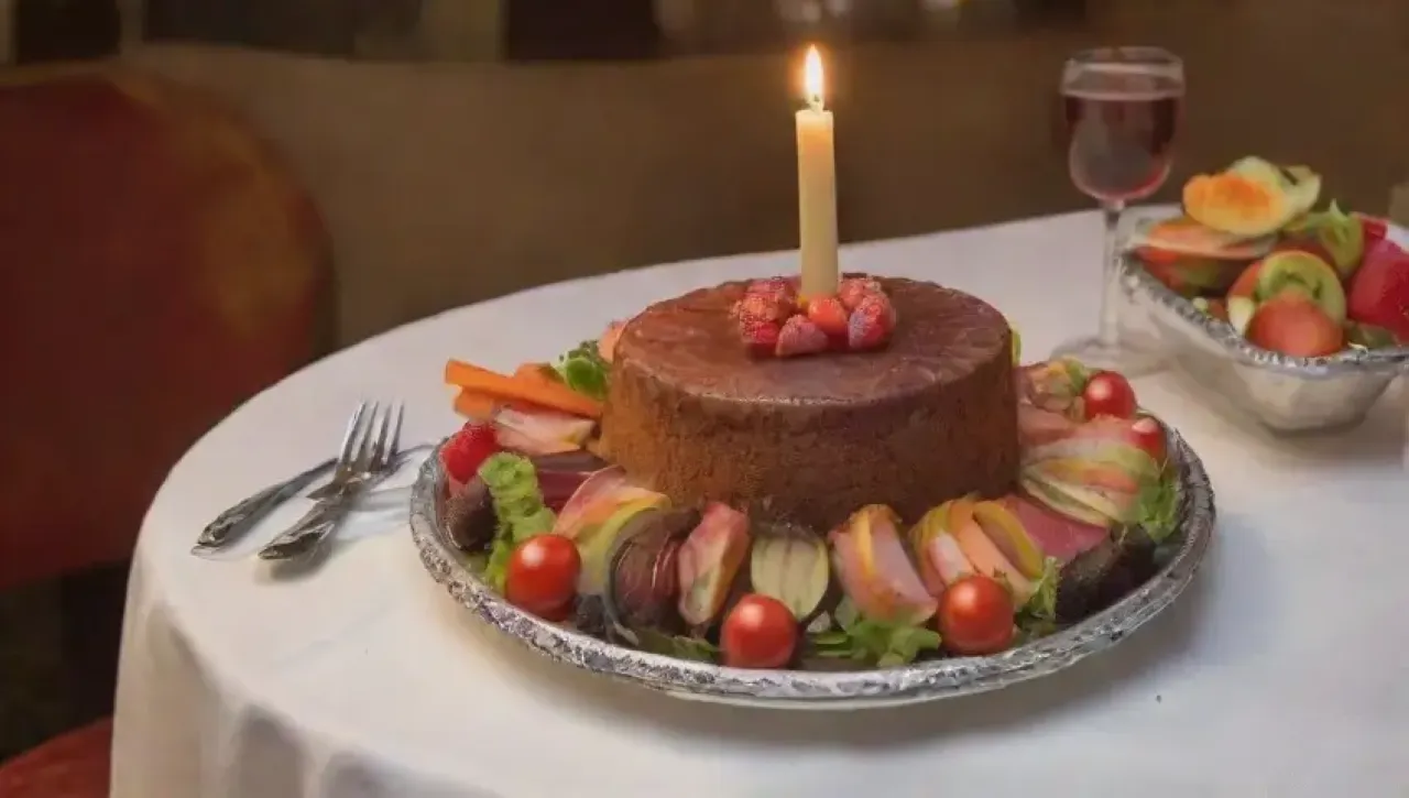 Una cena elegante y lujosa con deliciosa comida y un ambiente acogedor