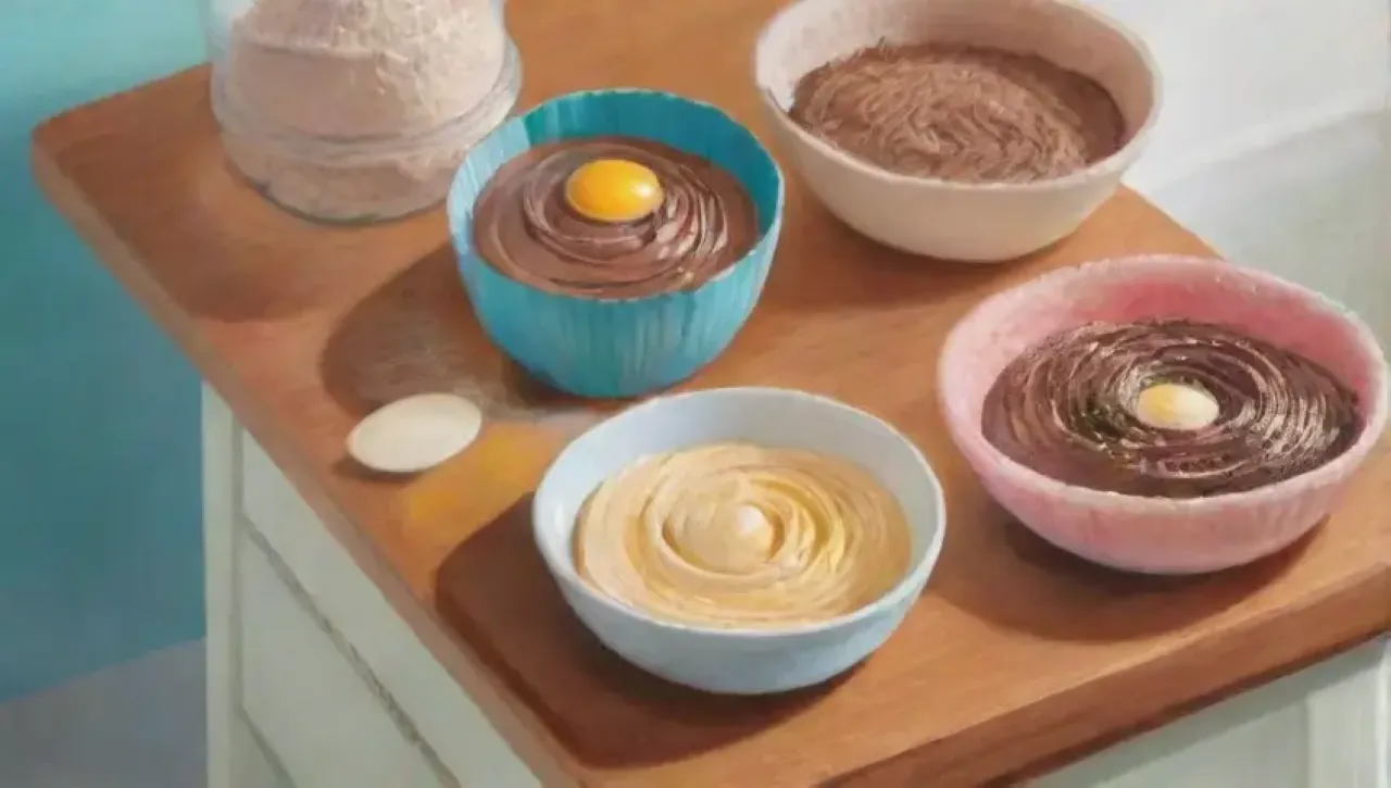 Una acogedora escena de cocina se despliega con colores suaves y deliciosos ingredientes