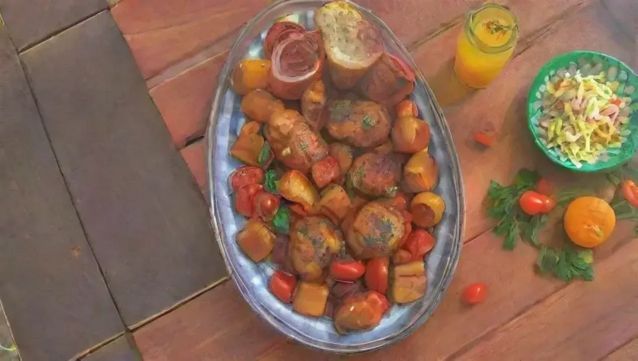 Una deliciosa barbacoa de pollo con guarniciones coloridas y un ambiente acogedor entre amigos