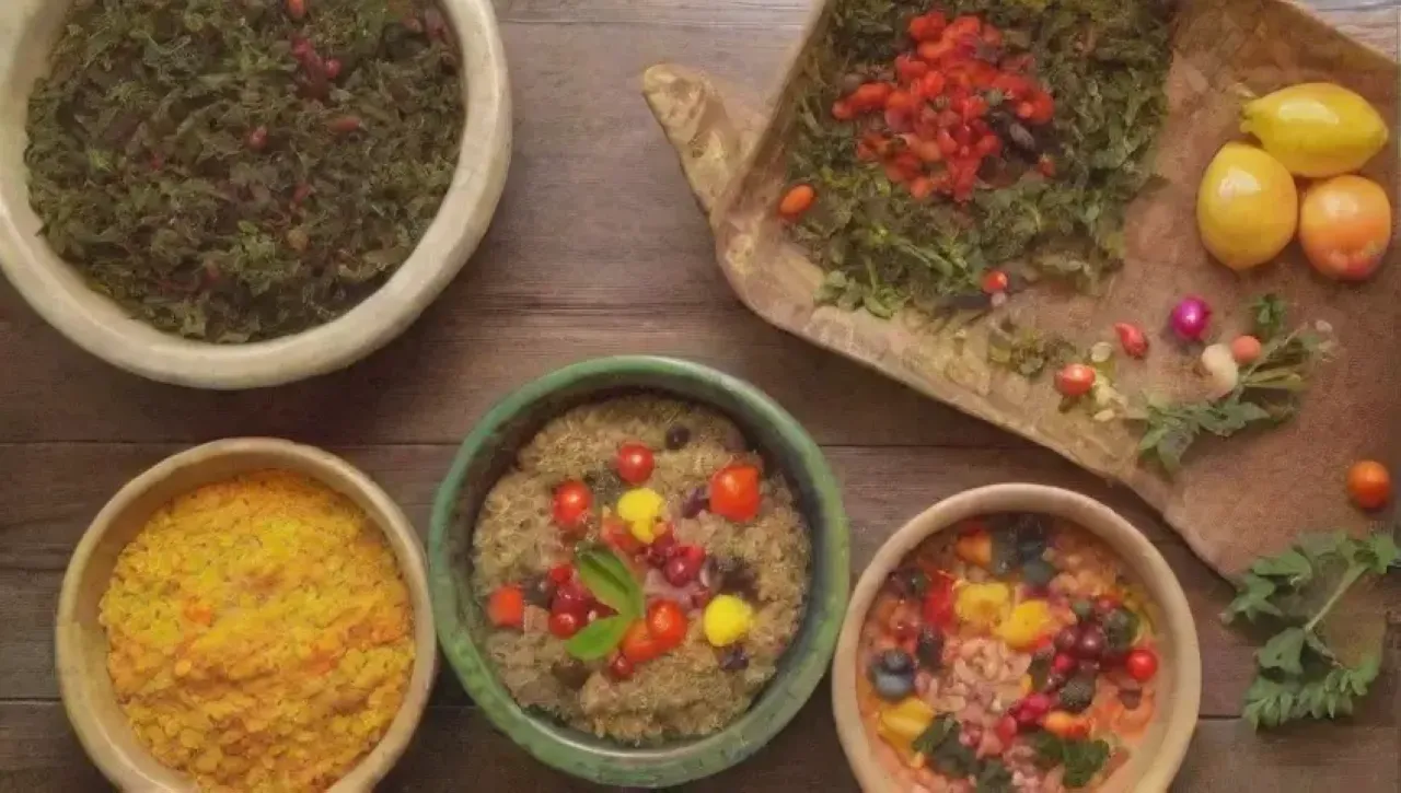 Una cocina acogedora llena de especias vibrantes, ingredientes frescos y coloridos