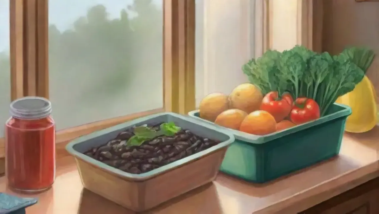 Una cocina vibrante y acogedora, llena de ingredientes frescos y aromas reconfortantes