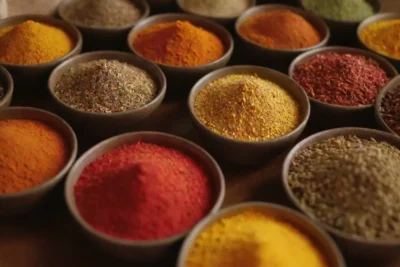 Platos coloridos y sabrosos con elementos culturales
