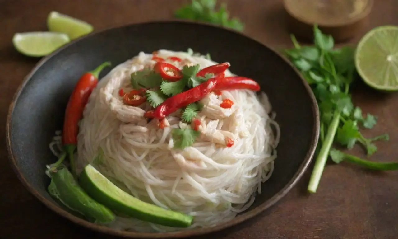 Hierbas vietnamitas, vegetales frescos, fideos de arroz, salsa de pescado y sabores vibrantes