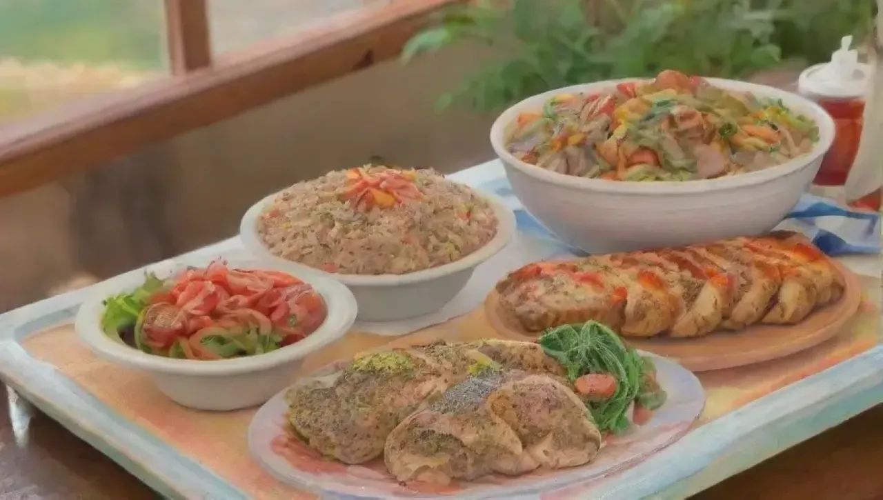 Cocina luminosa y acogedora, llena de ingredientes frescos y momentos familiares