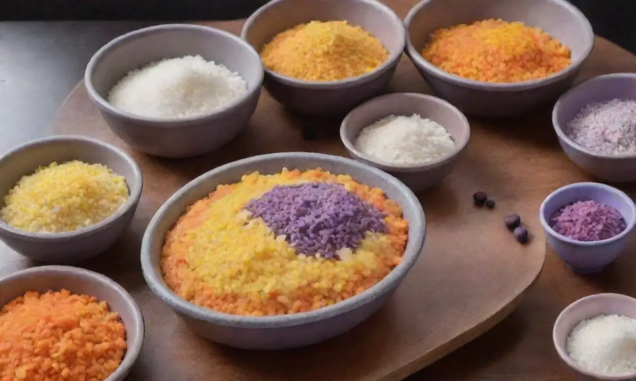 Capas vibrantes de arroz glutinoso, leche de coco, yams morados, frijoles mungo amarillos y elaboración al vapor