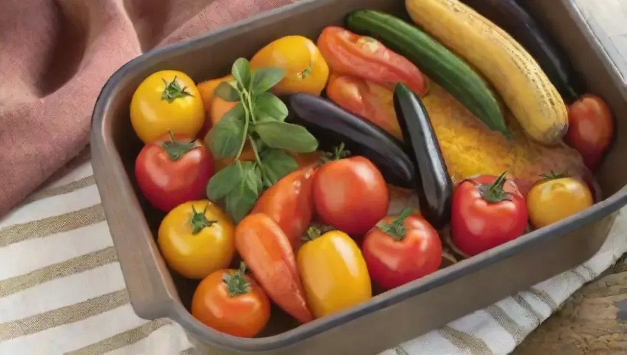 Una cocina acogedora llena de coloridos y frescos ingredientes