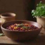 Colores vivos y frescos ingredientes en un entorno rústico