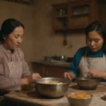 Cocina kazaja con colores cálidos y ambiente nostálgico