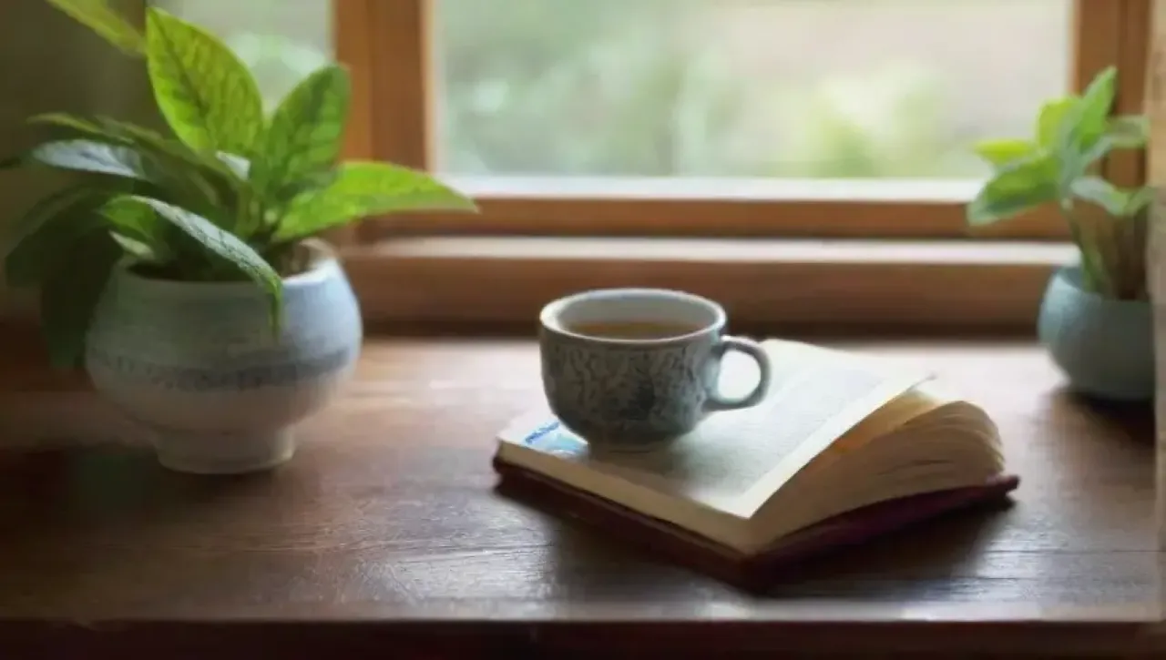 Un rincón sereno con té, naturaleza y tranquilidad