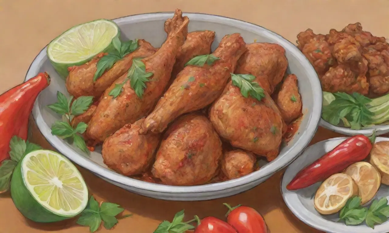 Deliciosa mezcla de especias, pollo y hierbas frescas