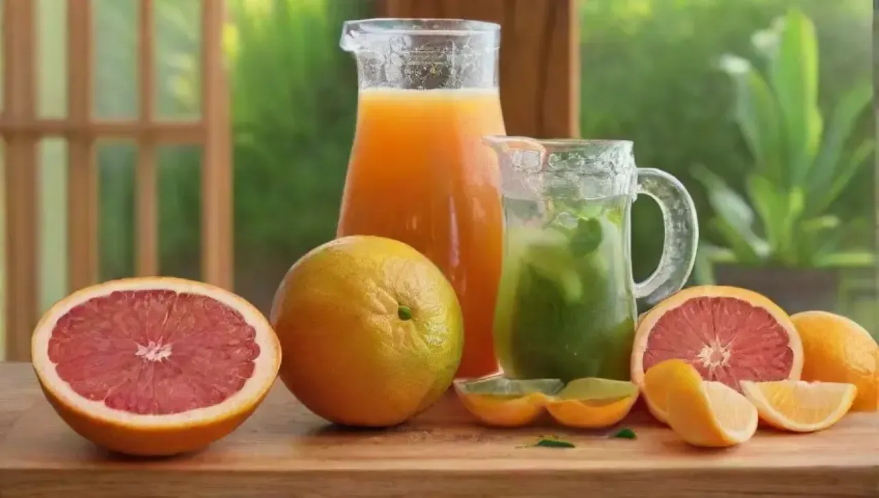 Frutas cítricas frescas y vibrantes en una cocina soleada