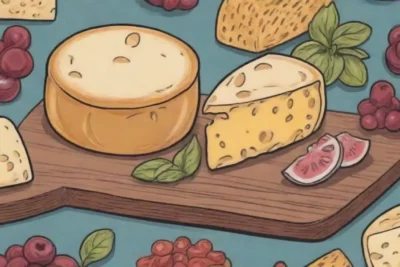 Quesos franceses y frutas en una elegante presentación rústica
