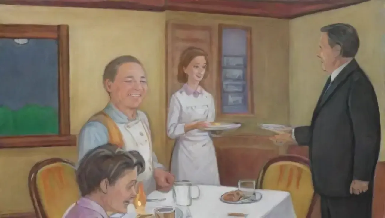 Un restaurante vibrante con tensión que se transforma en alegría y comunidad