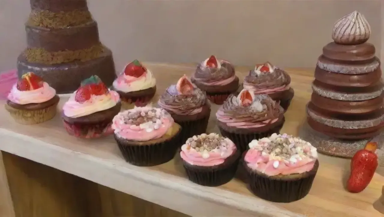 Un festín de chocolate y repostería con ingredientes y herramientas vibrantes