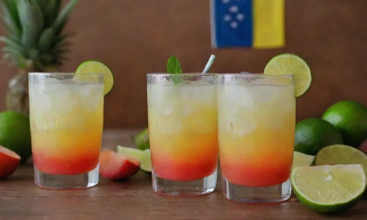 Caipirinhas coloridas y refrescantes con frutas tropicales