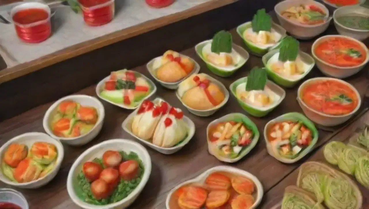 Una mesa festiva llena de coloridos platillos y aromas deliciosos