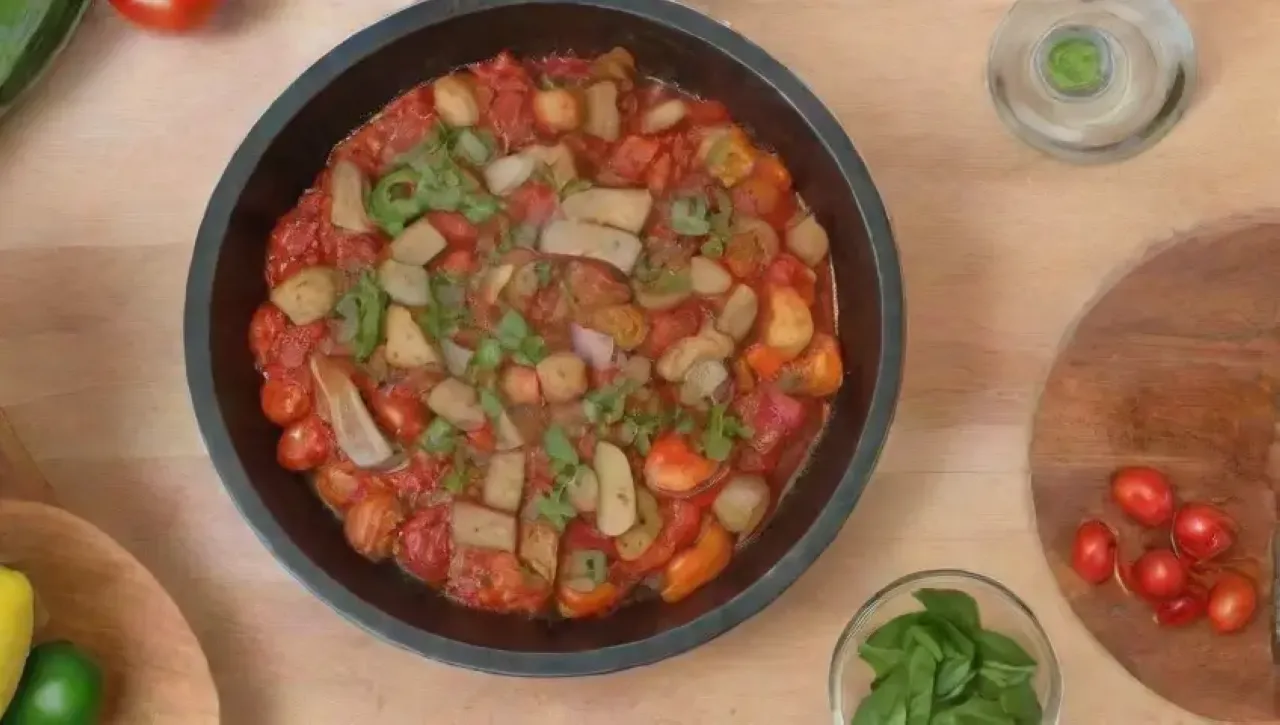 Una familia se reúne en una cocina cálida para disfrutar de un festín colorido y sabroso
