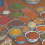 Ingredientes coloridos y especias nigerianas crean un platillo delicioso