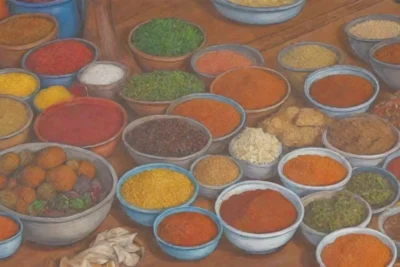 Ingredientes coloridos y especias nigerianas crean un platillo delicioso