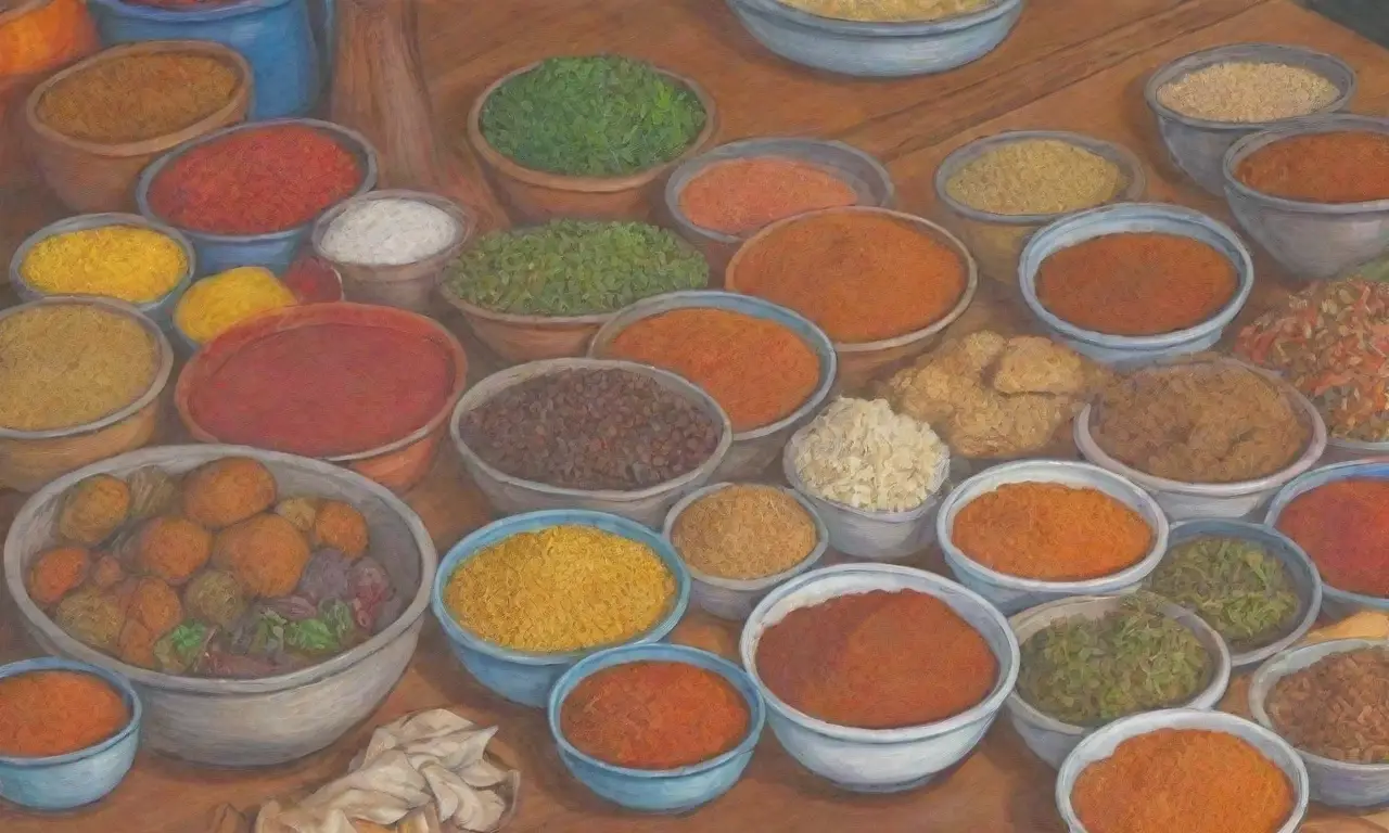 Ingredientes coloridos y especias nigerianas crean un platillo delicioso