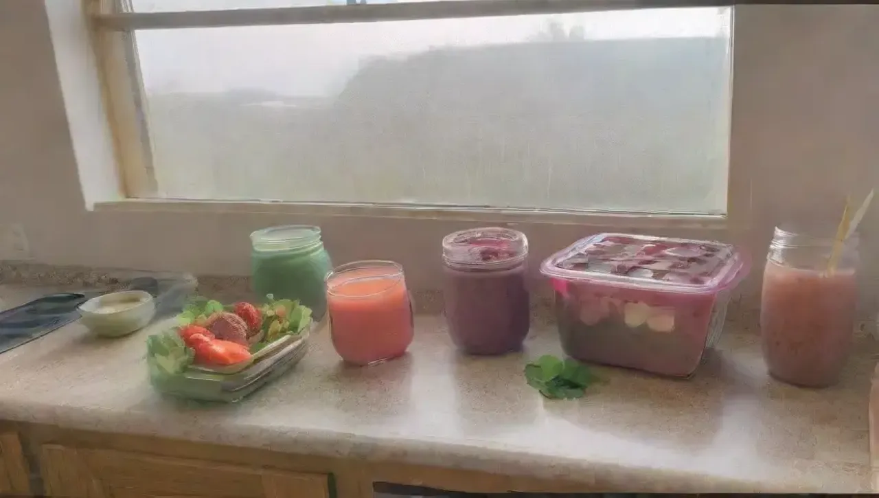 Una cocina alegre prepara coloridos y saludables batidos de frutas