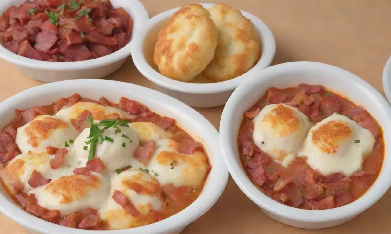 Dumplings de patata con bryndza y bacon