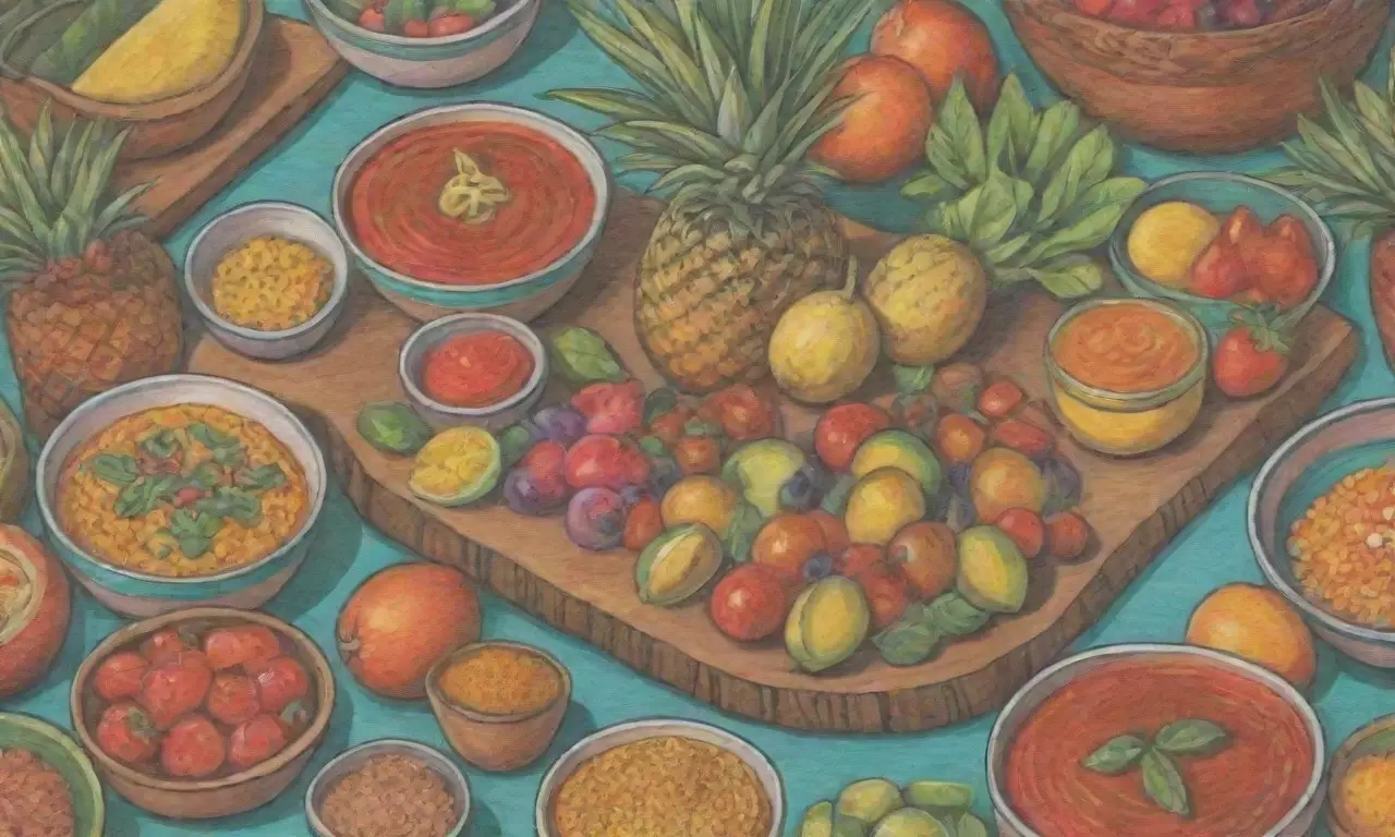 Sabores vibrantes de colores tropicales