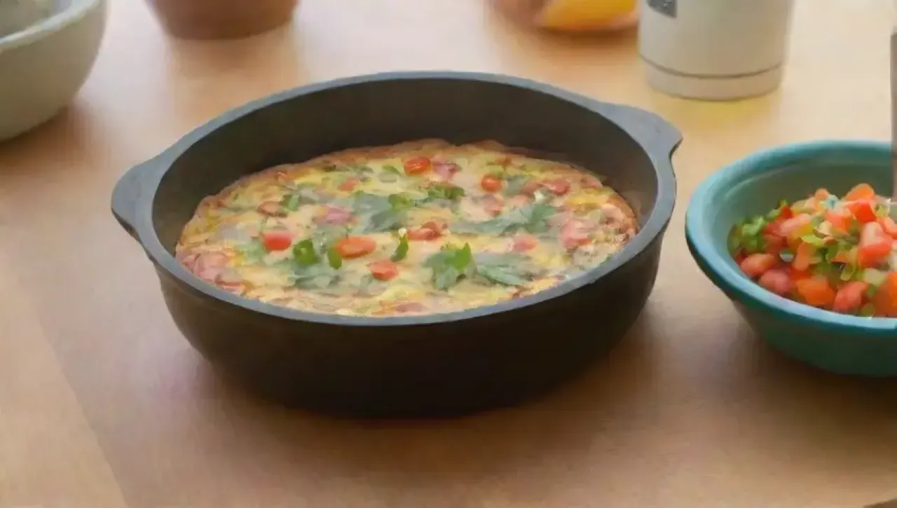 Escena vibrante de cocina mexicana con ingredientes coloridos y una familia disfrutando de un festín