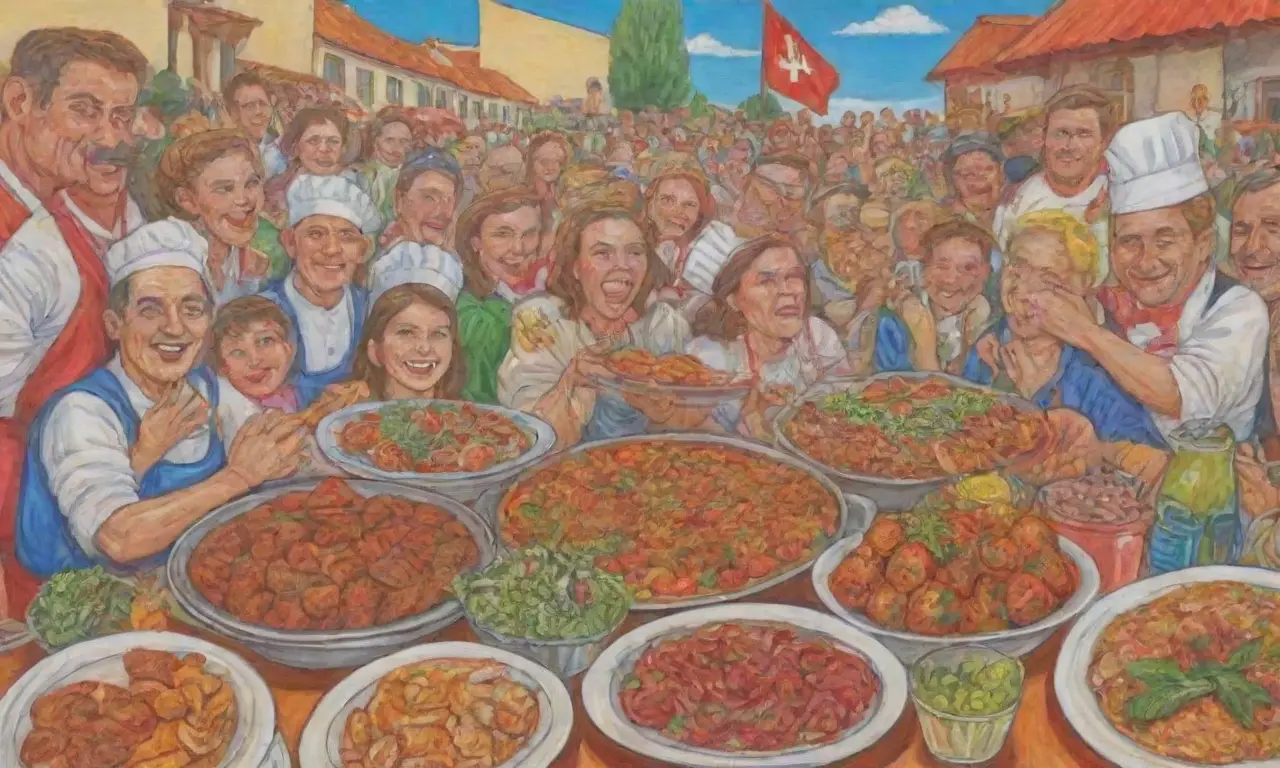 Festival serbio de independencia con platillos tradicionales y ambiente festivo