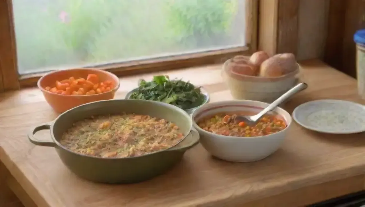 Una cocina acogedora llena de aromas y colores que invita a disfrutar de la comida