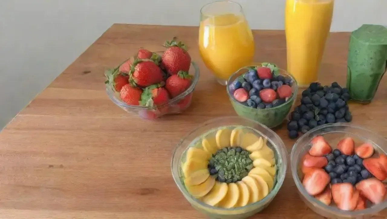 Un colorido y fresco batido verde en una cocina soleada