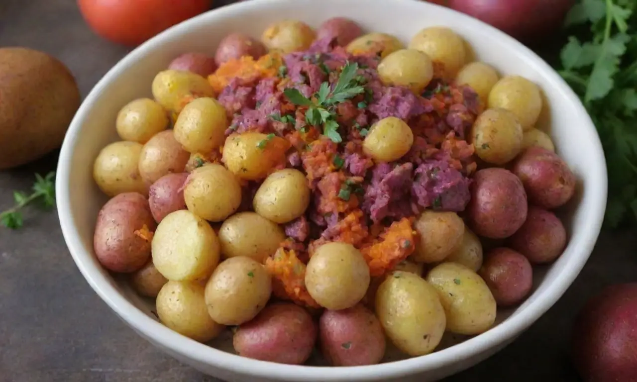Papas coloridas con aderezos