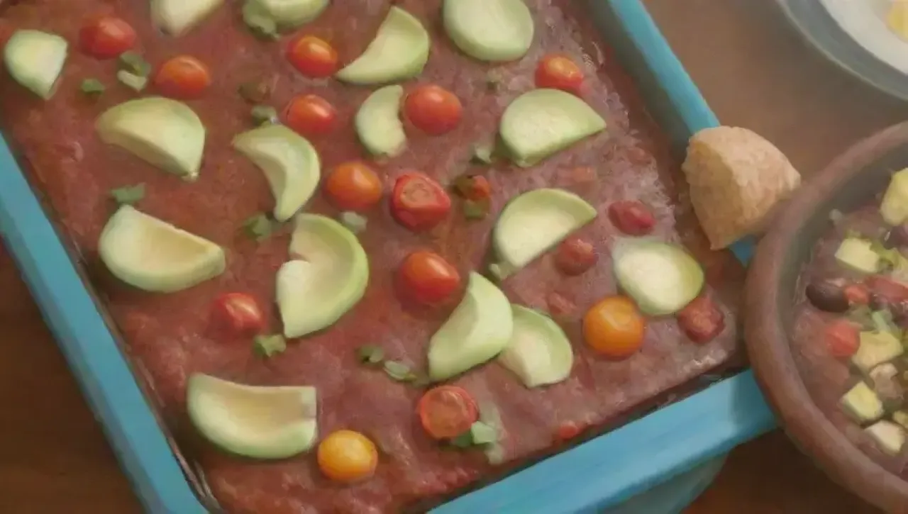 Una cocina rústica llena de colores y aromas, donde una familia disfruta de una deliciosa sopa