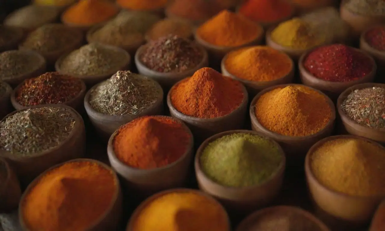 Especias coloridas y vibrantes, herencia cultural culinaria de Sudáfrica