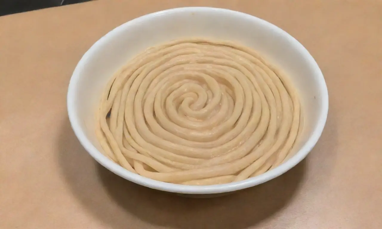 Fideos udon japoneses se hacen con harina, agua y sal, pasando por amasado, estirado, corte y cocción