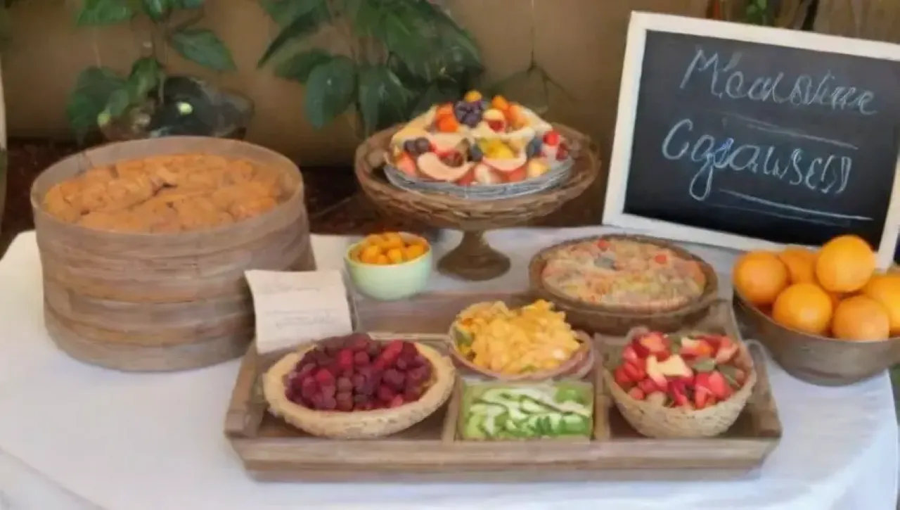 Una mesa elegante y bien decorada con variados utensilios y alimentos